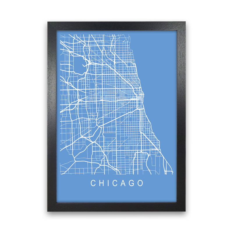 Chicago Map Blueprint Art Print by Pixy Paper Black Grain