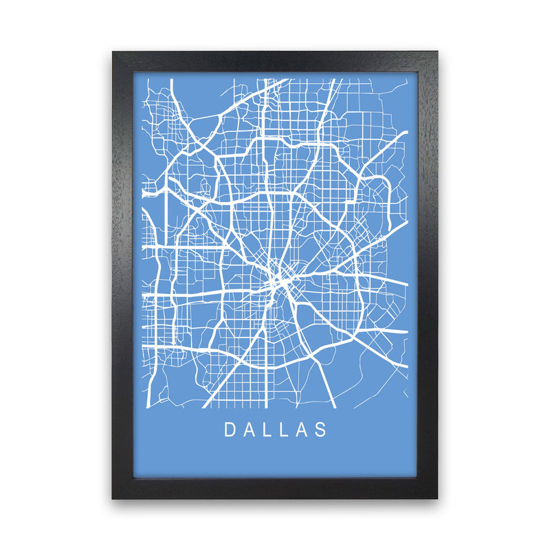Dallas Map Blueprint Art Print by Pixy Paper Black Grain