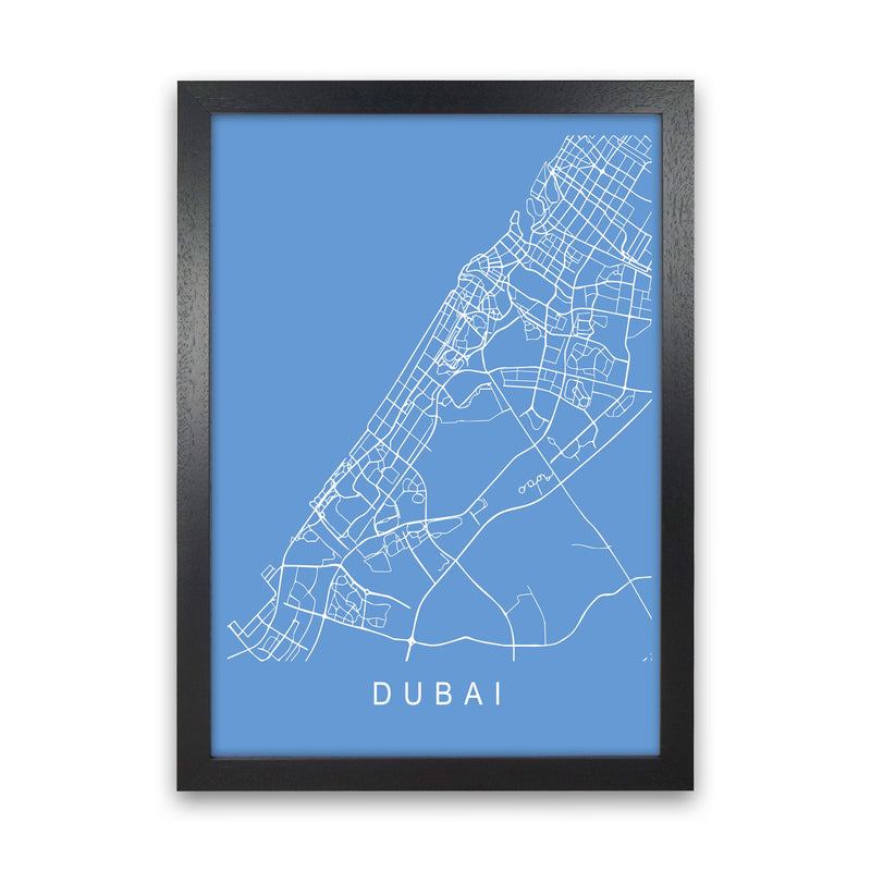Dubai Map Blueprint Art Print by Pixy Paper Black Grain