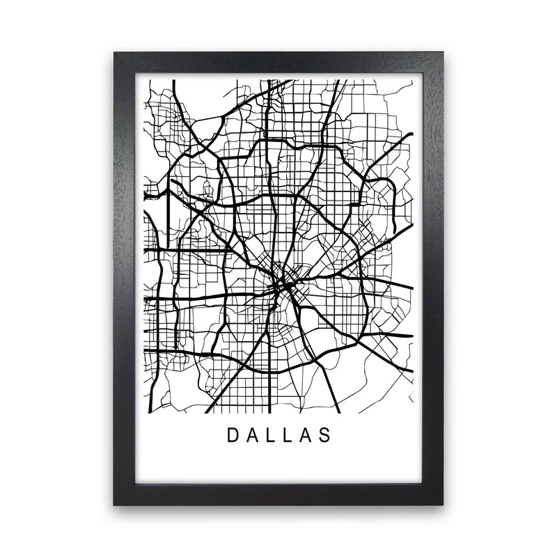 Dallas Map Art Print by Pixy Paper Black Grain