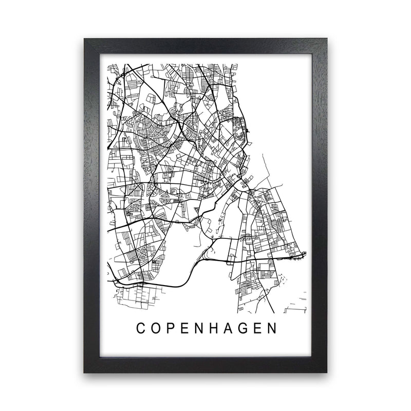 Copenhagen Map Art Print by Pixy Paper Black Grain