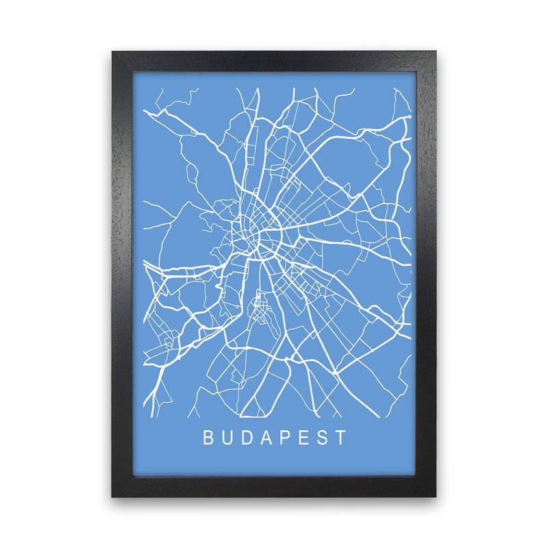 Budapest Map Blueprint Art Print by Pixy Paper Black Grain