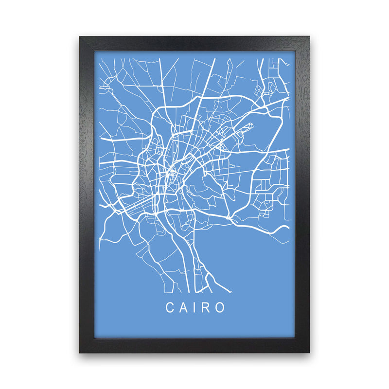 Cairo Map Blueprint Art Print by Pixy Paper Black Grain