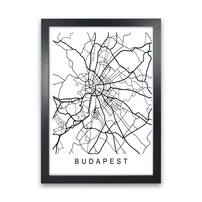 Budapest Map Art Print by Pixy Paper Black Grain