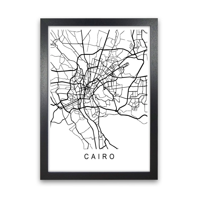 Cairo Map Art Print by Pixy Paper Black Grain