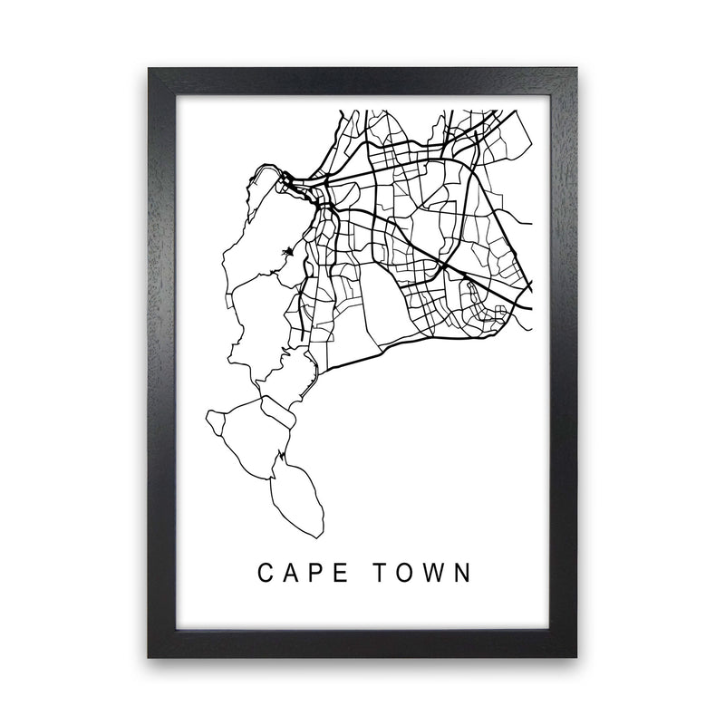 Cape Town Map Art Print by Pixy Paper Black Grain