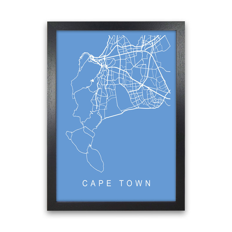 Cape Town Map Blueprint Art Print by Pixy Paper Black Grain