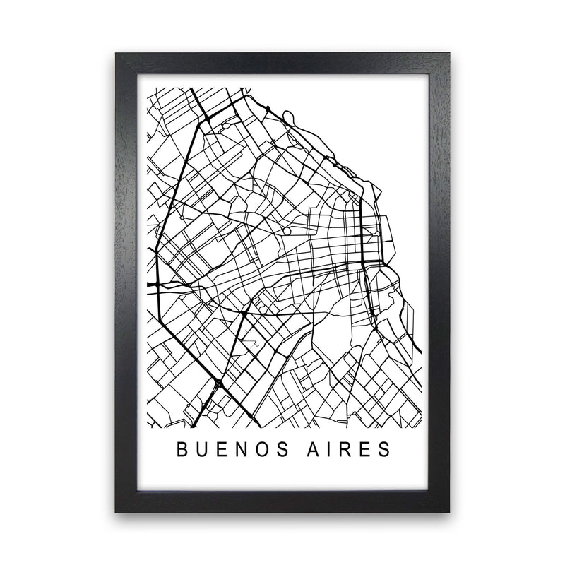 Buenos Aires Map Art Print by Pixy Paper Black Grain