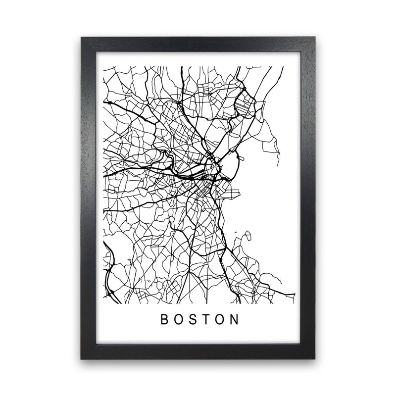 Boston Map Art Print by Pixy Paper Black Grain