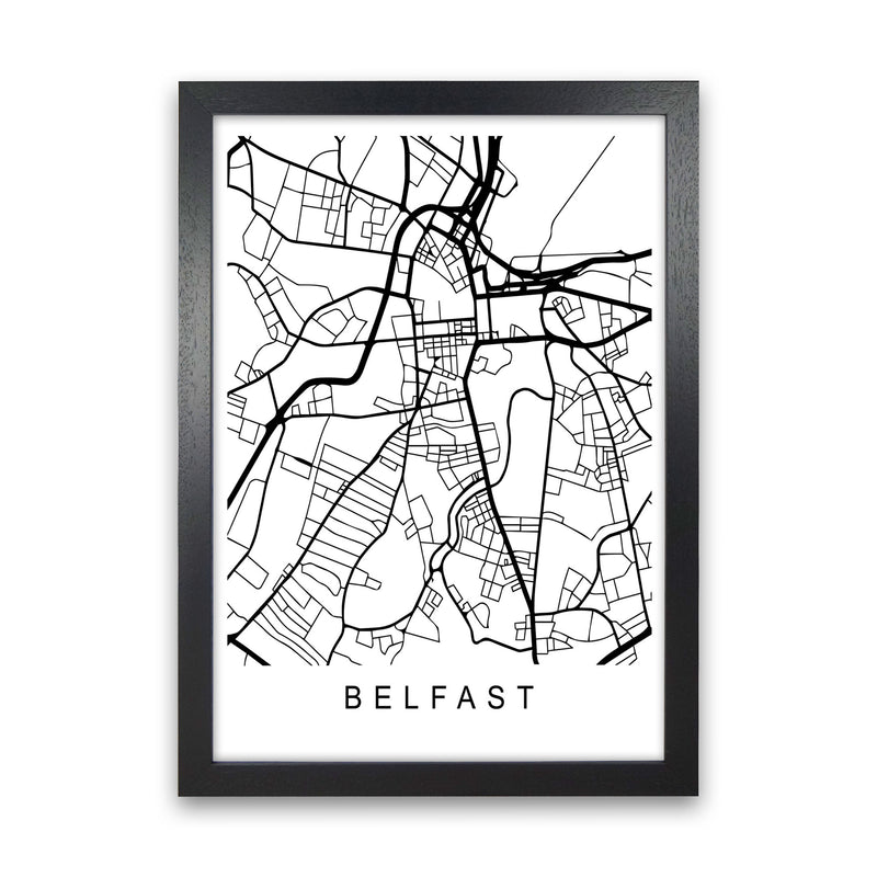 Belfast Map Art Print by Pixy Paper Black Grain