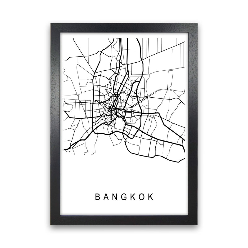 Bangkok Map Art Print by Pixy Paper Black Grain