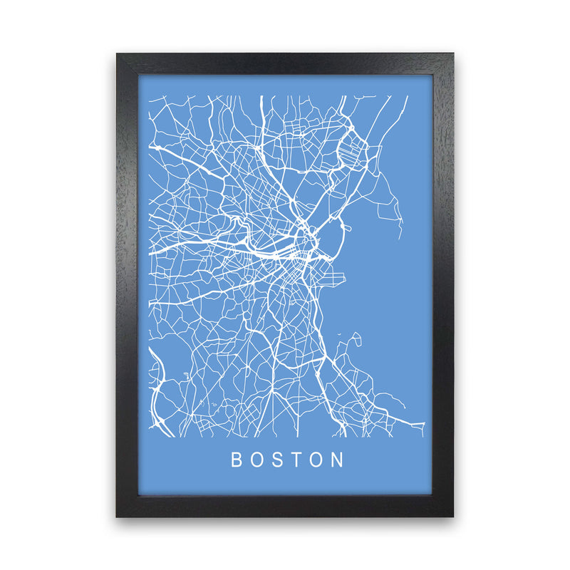 Boston Map Blueprint Art Print by Pixy Paper Black Grain