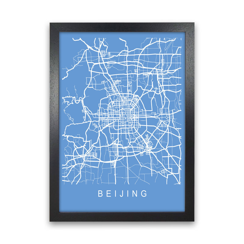 Beijing Map Blueprint Art Print by Pixy Paper Black Grain