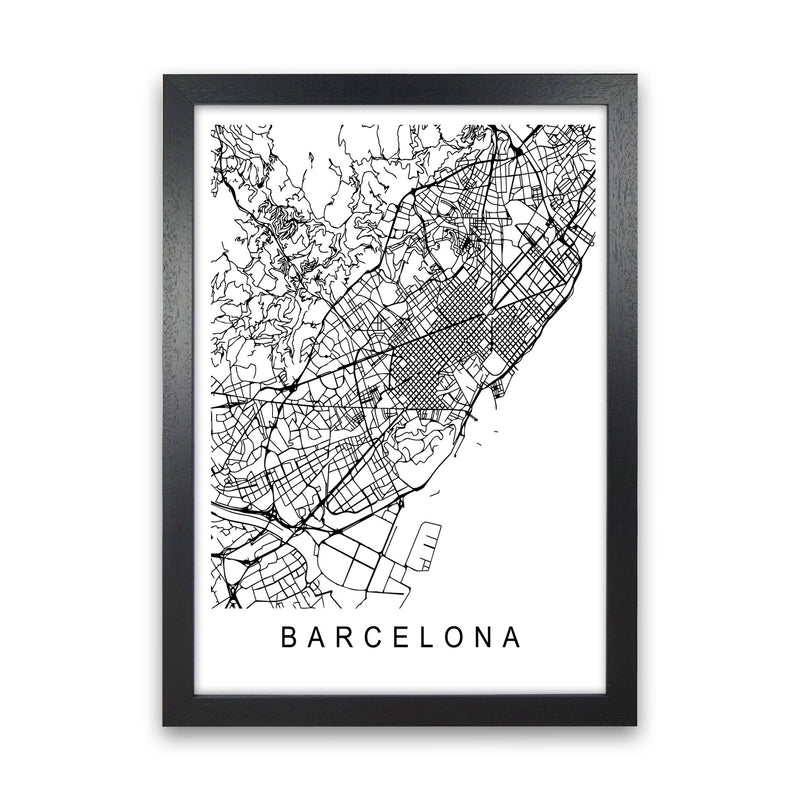 Barcelona Map Art Print by Pixy Paper Black Grain