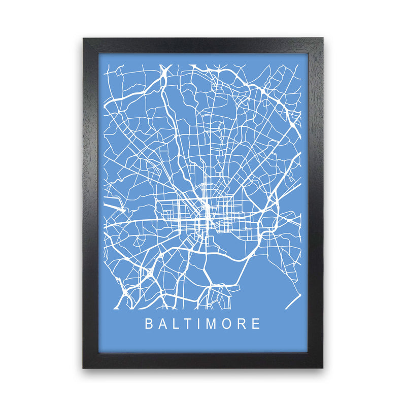 Baltimore Map Blueprint Art Print by Pixy Paper Black Grain
