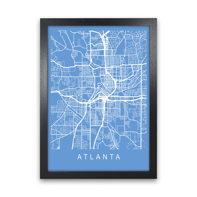 Atlanta Map Blueprint Art Print by Pixy Paper Black Grain