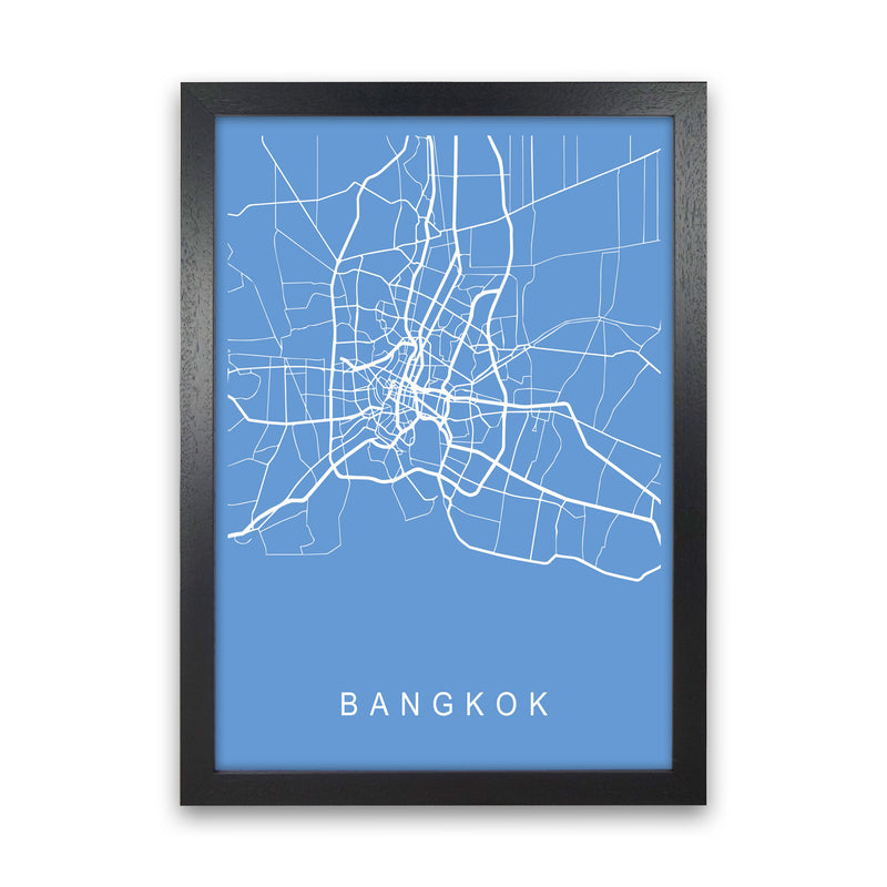 Bangkok Map Blueprint Art Print by Pixy Paper Black Grain