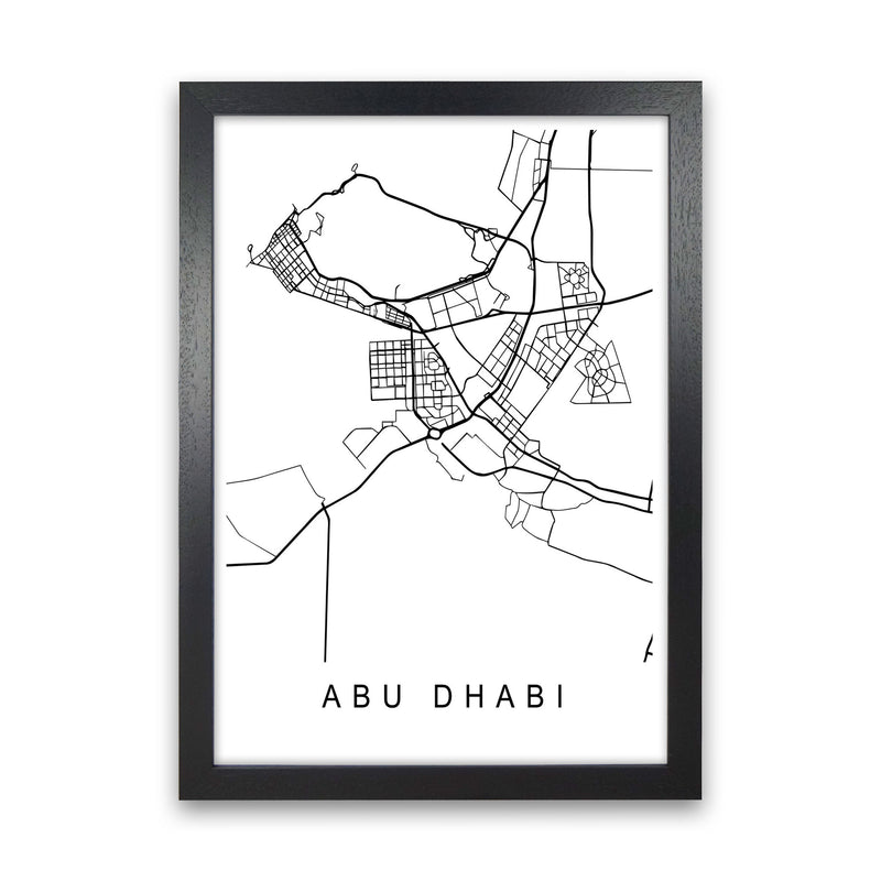 Abu Dhabi Map Art Print by Pixy Paper Black Grain