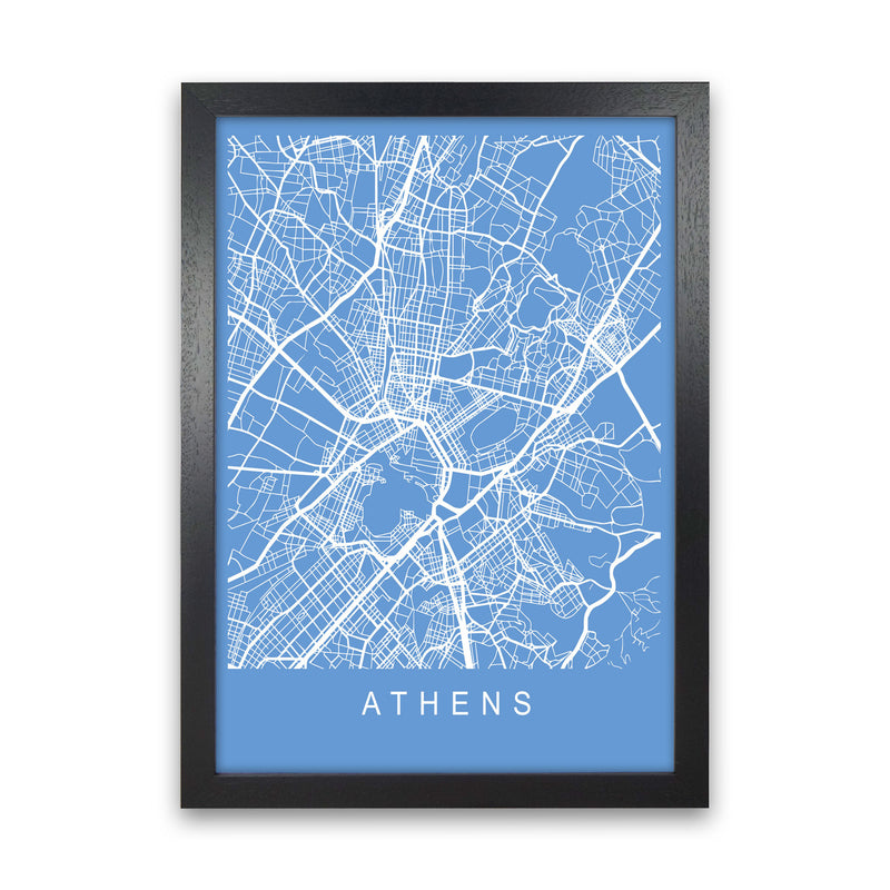 Athens Map Blueprint Art Print by Pixy Paper Black Grain
