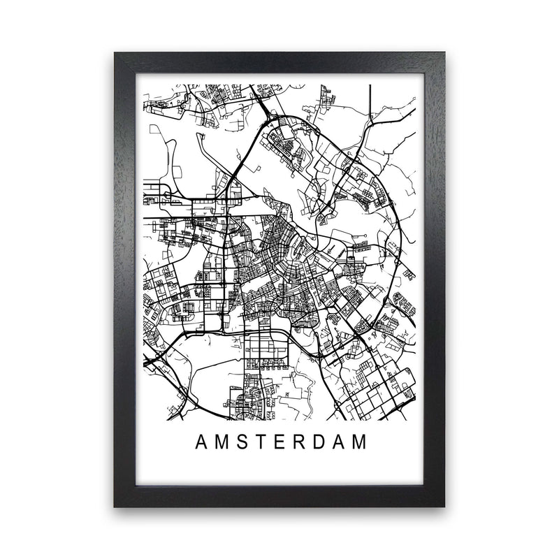 Amsterdam Map Art Print by Pixy Paper Black Grain