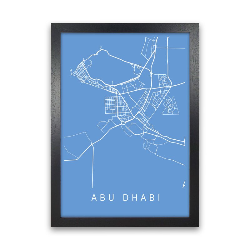 Abu Dhabi Map Blueprint Art Print by Pixy Paper Black Grain