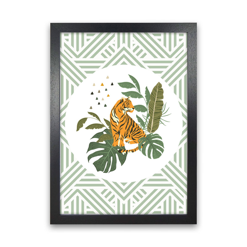 Wild Collection Aztec Tiger Art Print by Pixy Paper Black Grain
