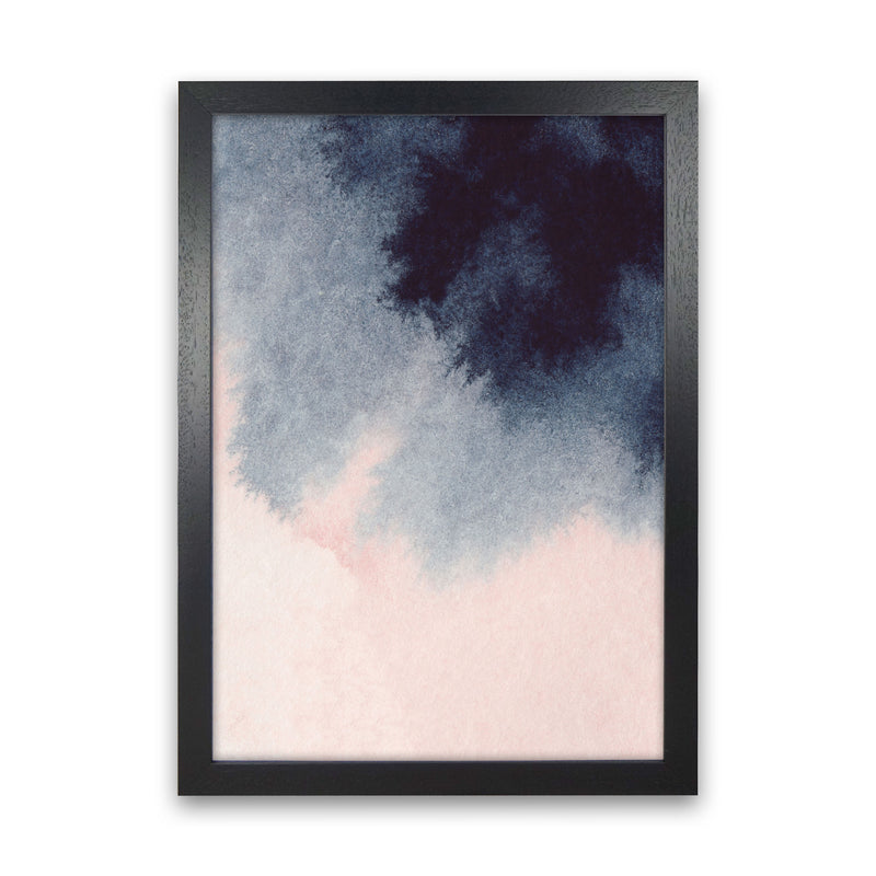 Sand Pink and Navy Watercolour 01 Art Print by Pixy Paper Black Grain