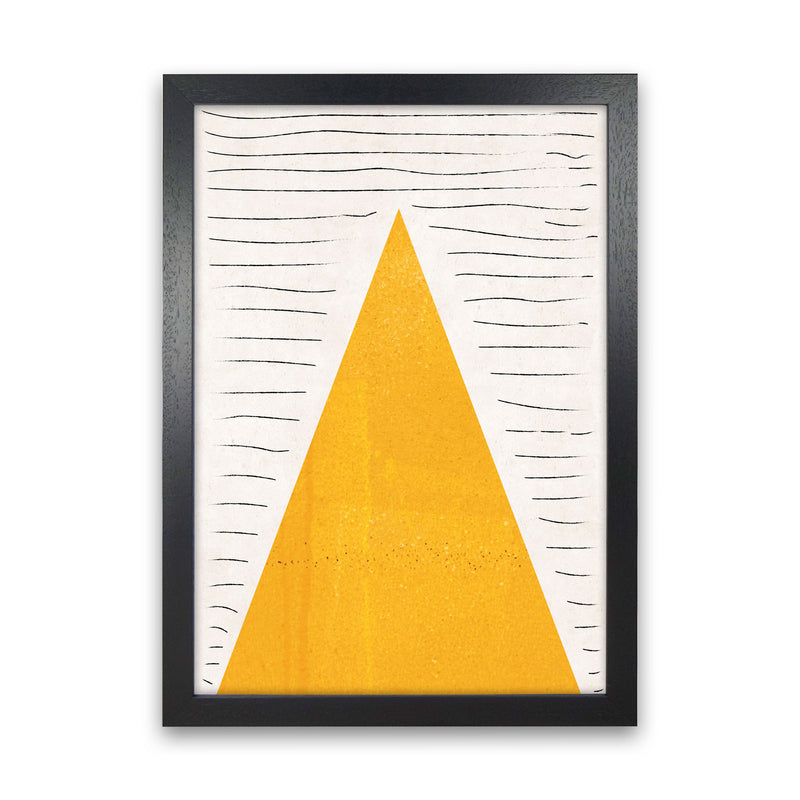 Mountains lines mustard Art Print by Pixy Paper Black Grain
