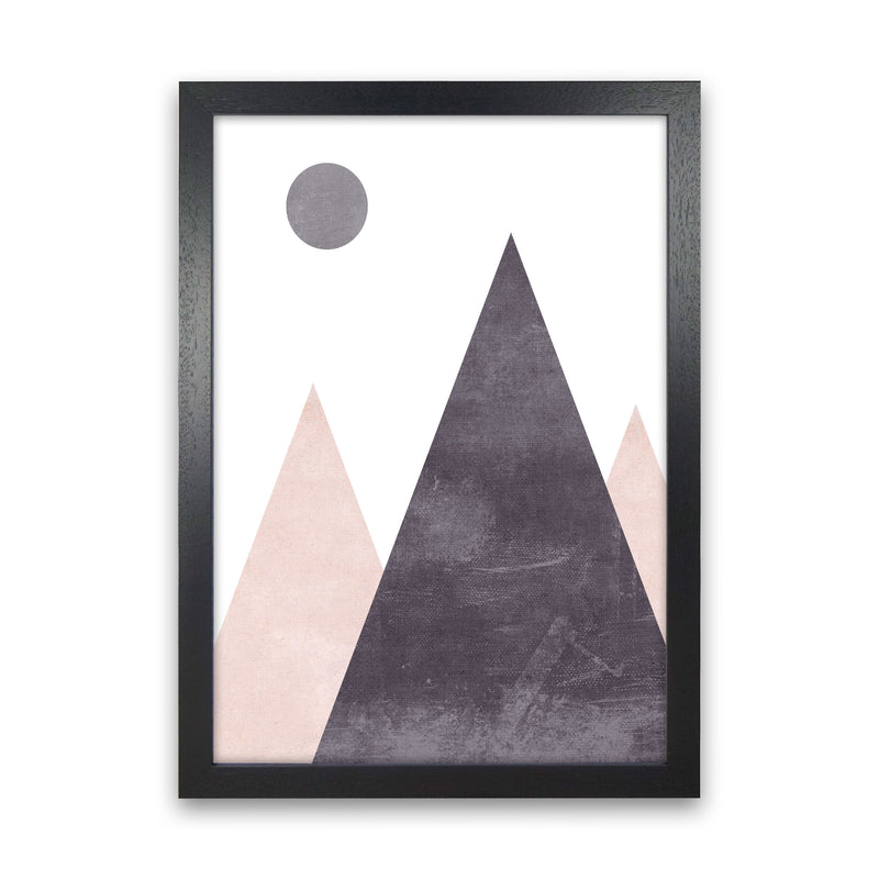Mountains and moon pink cotton Art Print by Pixy Paper Black Grain
