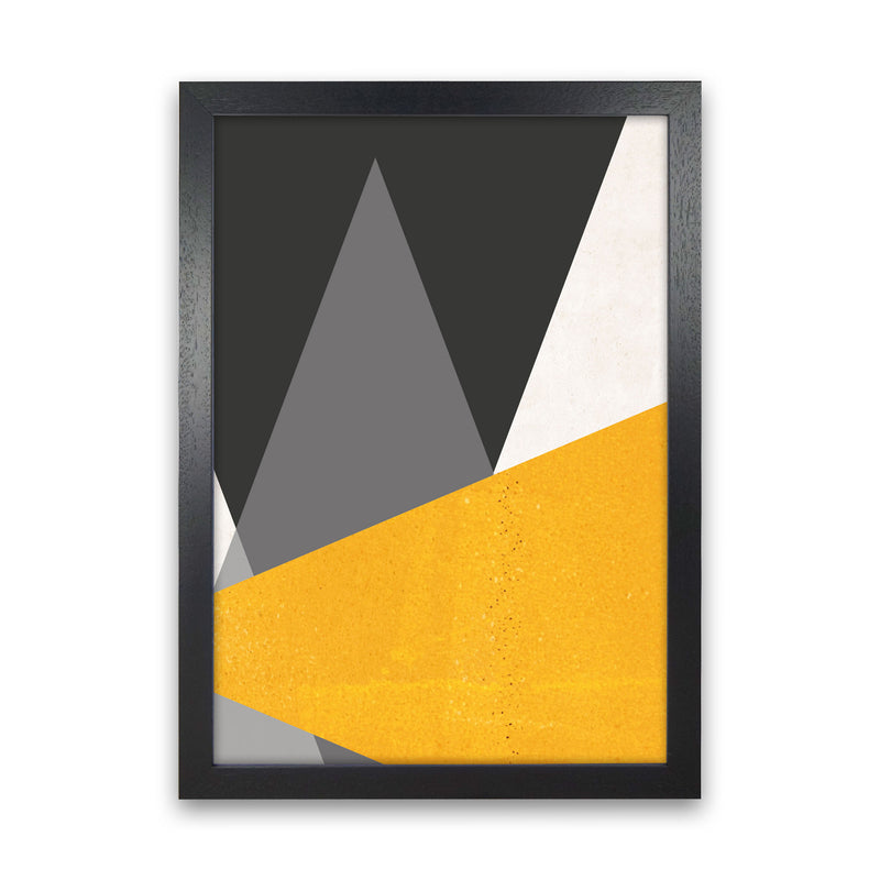 Large triangles mustard Art Print by Pixy Paper Black Grain