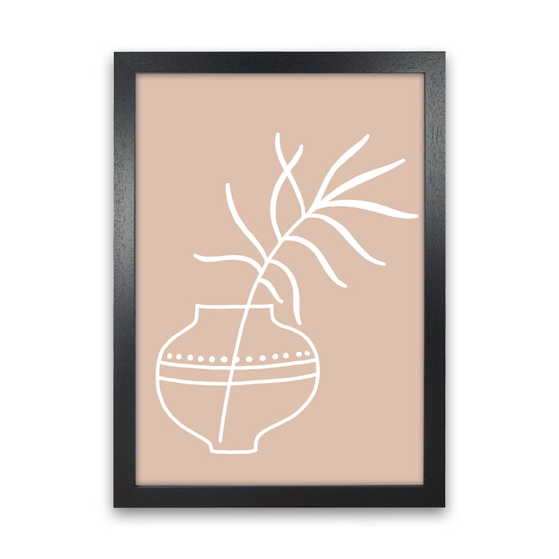 Inspired Pink Plant Silhouette Line Art Art Print by Pixy Paper Black Grain