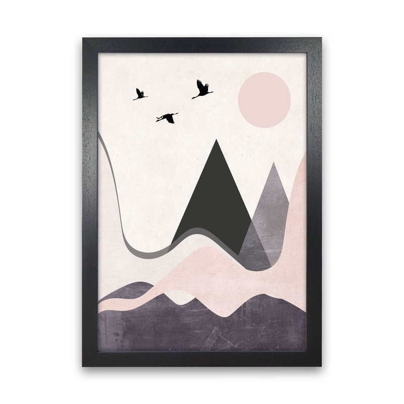 Hills and mountains pink cotton Art Print by Pixy Paper Black Grain