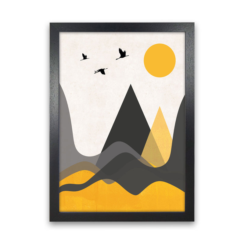 Hills and mountains mustard Art Print by Pixy Paper Black Grain