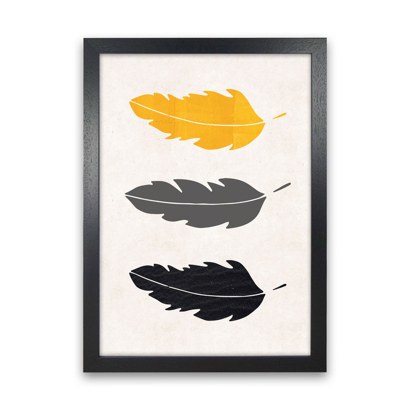 Feathers Mustard Art Print by Pixy Paper Black Grain