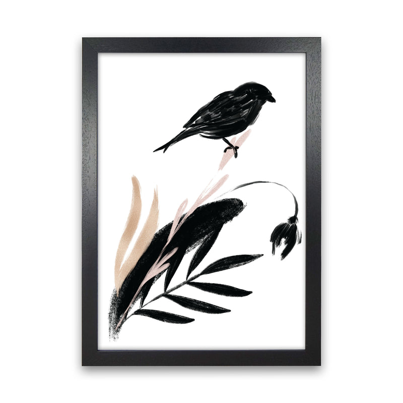 Delicate Floral Bird 04 Art Print by Pixy Paper Black Grain