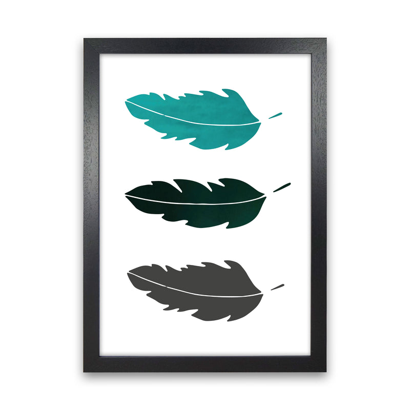 Feathers Emerald Art Print by Pixy Paper Black Grain