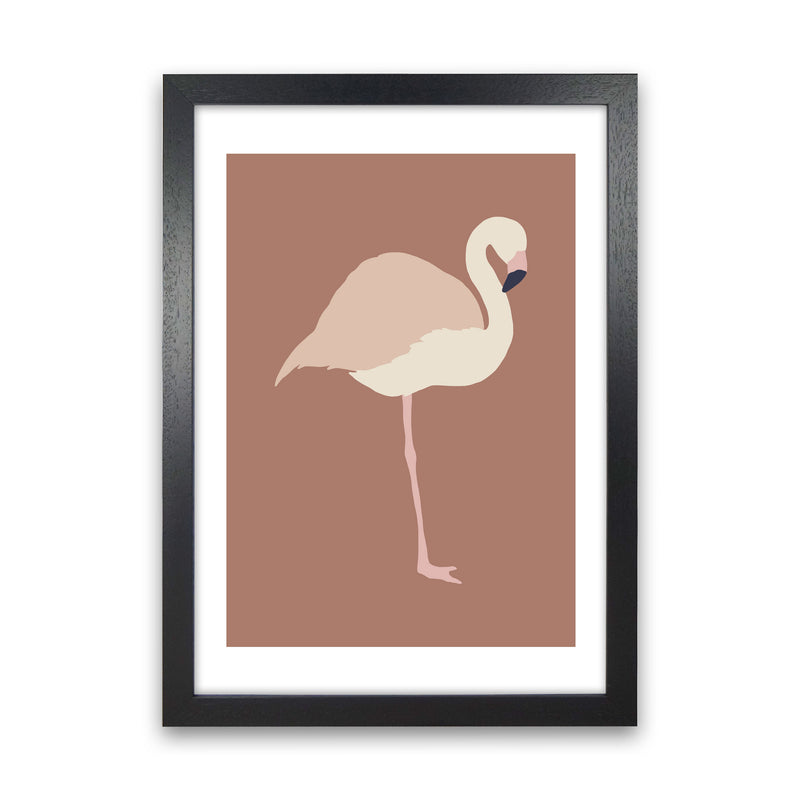 Autumn Flamingo abstract Art Print by Pixy Paper Black Grain