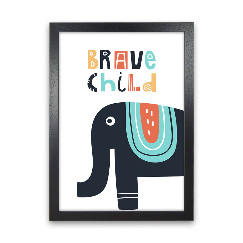 Brave child elephant Art Print by Pixy Paper Black Grain