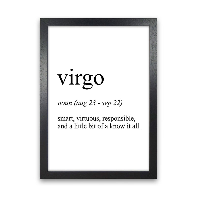 Virgo Definition Art Print by Pixy Paper Black Grain