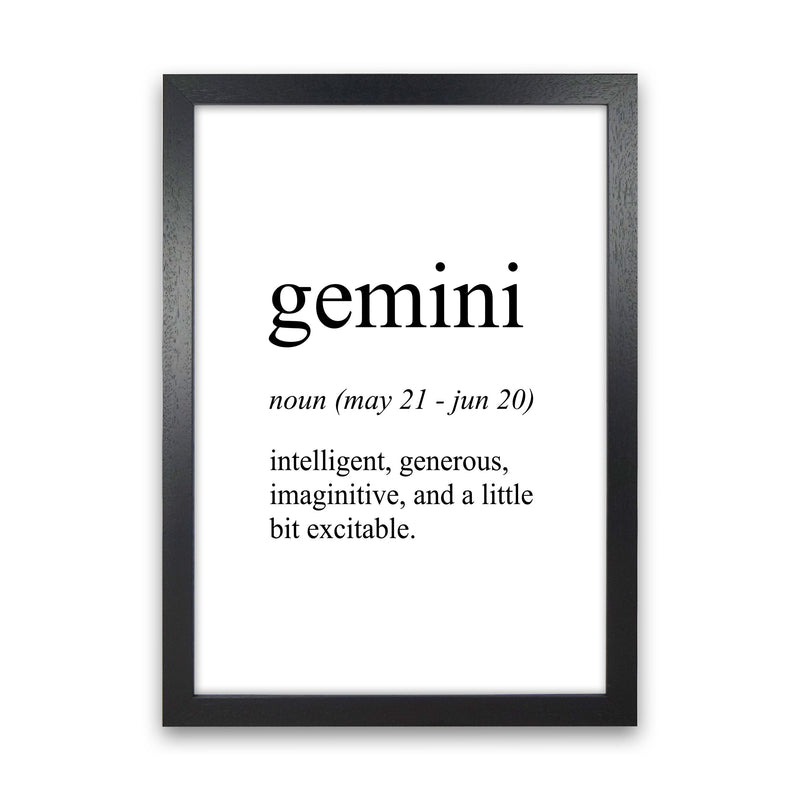 Gemini Definition Art Print by Pixy Paper Black Grain