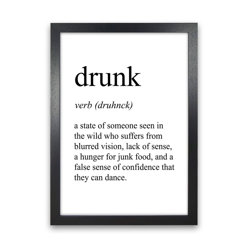 Drunk Definition Art Print by Pixy Paper Black Grain