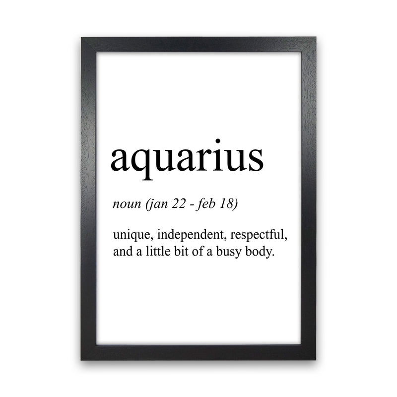 Aquarius Definition Art Print by Pixy Paper Black Grain
