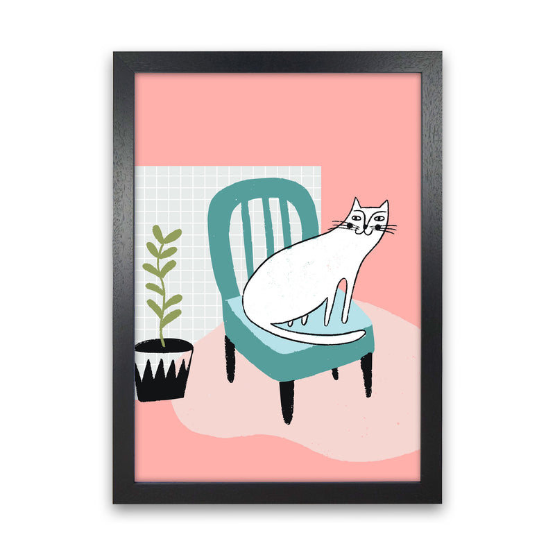 The Cat's Chair Art Print by Pixy Paper Black Grain