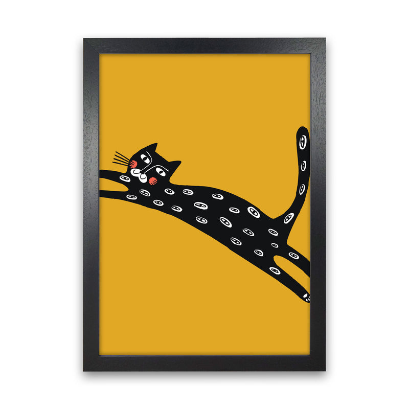 Mustard Cat Art Print by Pixy Paper Black Grain