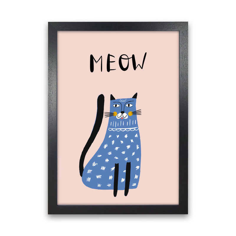Meow Cat Art Print by Pixy Paper Black Grain