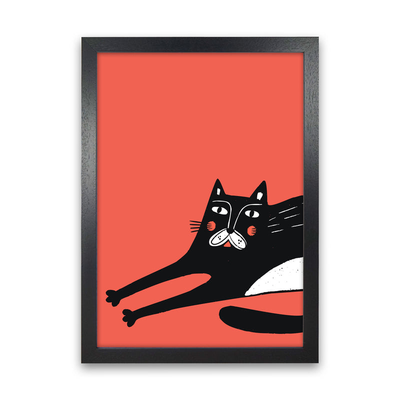 Cat Stretching Art Print by Pixy Paper Black Grain