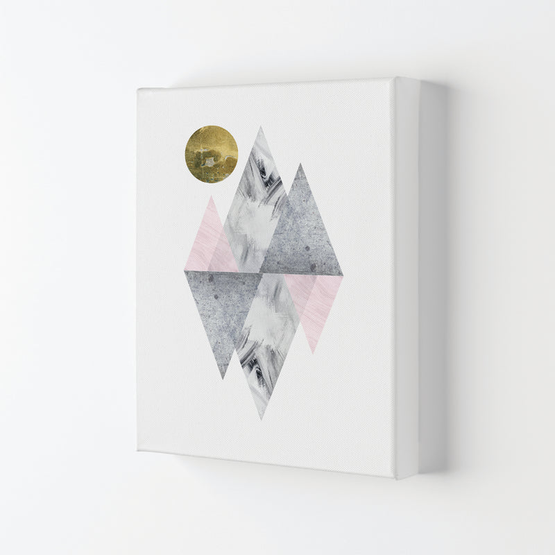 Pink And Grey Diamonds With Gold Moon Abstract Modern Print Canvas