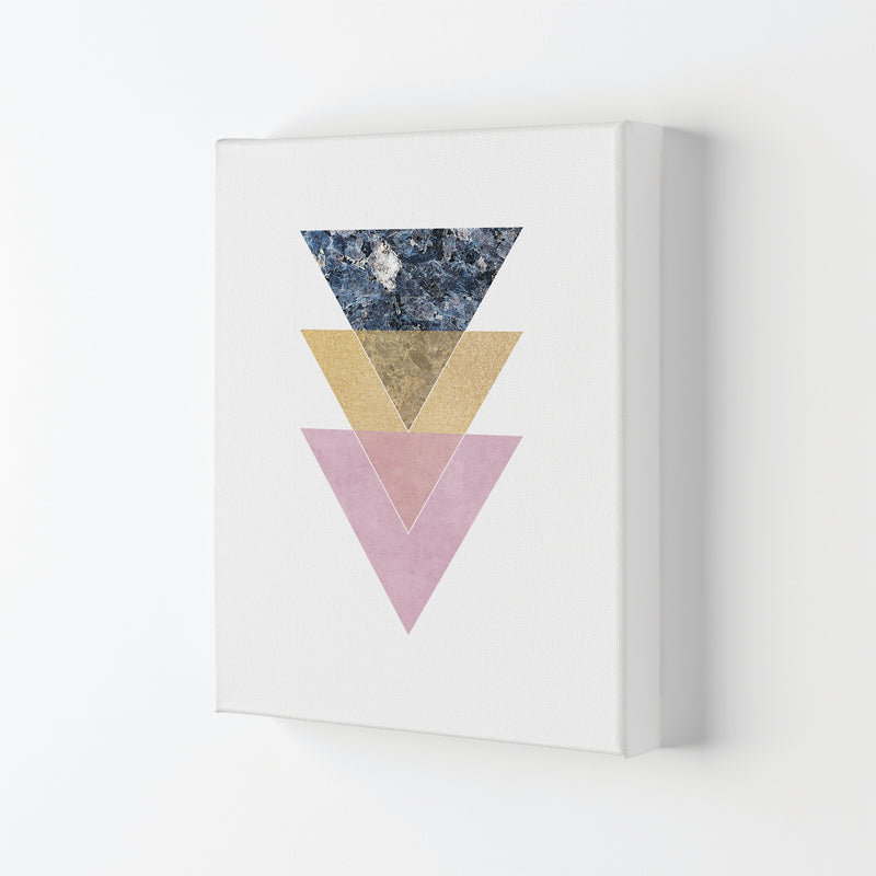 Blue, Gold And Pink Abstract Triangles Modern Print Canvas