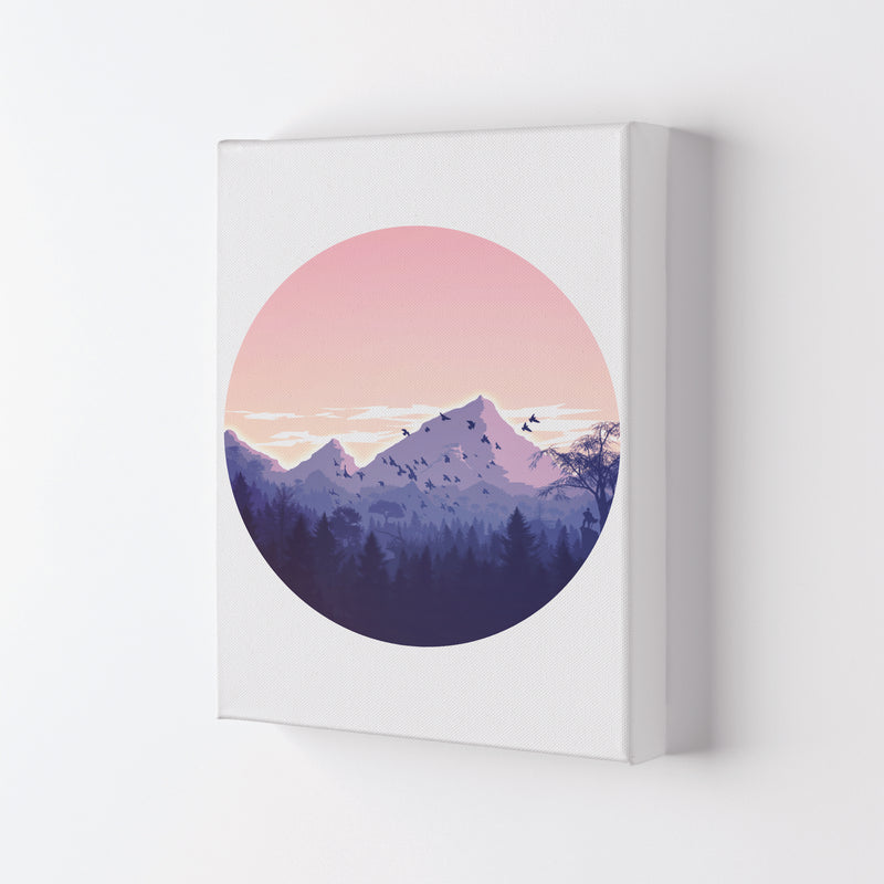 Pink Mountains Circle Abstract Modern Print Canvas