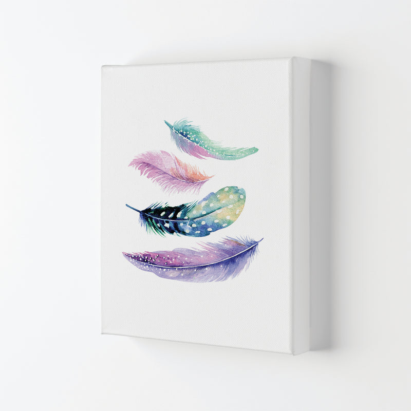 Turquoise And Purple Bird Feathers Abstract Modern Print Canvas